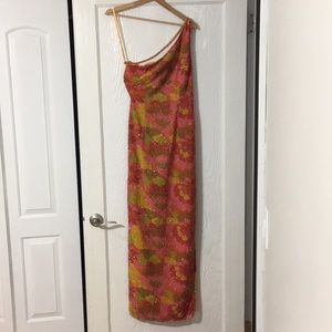 Mia Bella formal beaded one shoulder gown